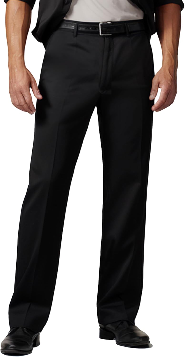 Men's Cozy Hidden Expandable Waist Dress Pants | Premium Stretch Texture Weave W...