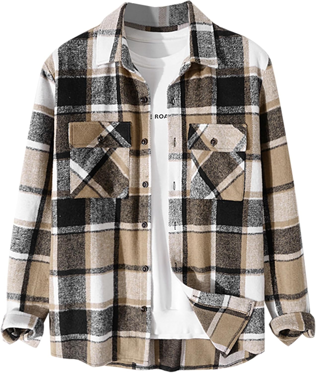 ZAFUL Mens Plaid Shirt,Long Sleeves,Classic Flannel Shirt Button Down Shirt Jack...