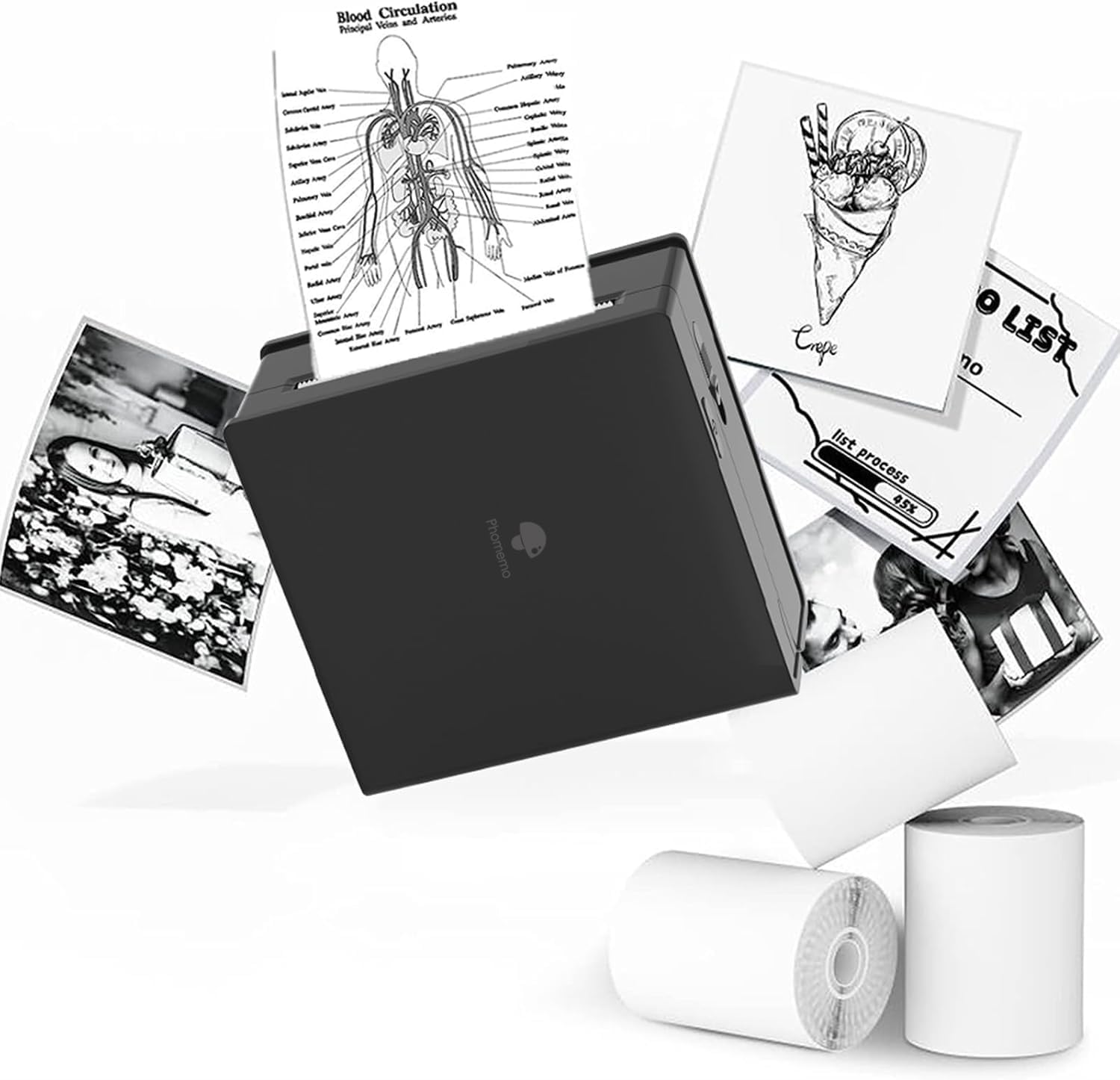 Phomemo Mini Note Printer- M02 Pocket Thermal Bluetooth Mini Mobile Printer with...