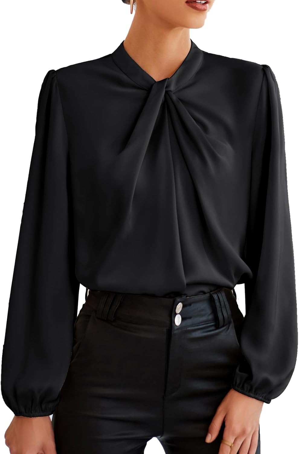 GRACE KARIN Long Sleeve Blouse for Women UK Elegant Loose Fit Knotted Neck Work...