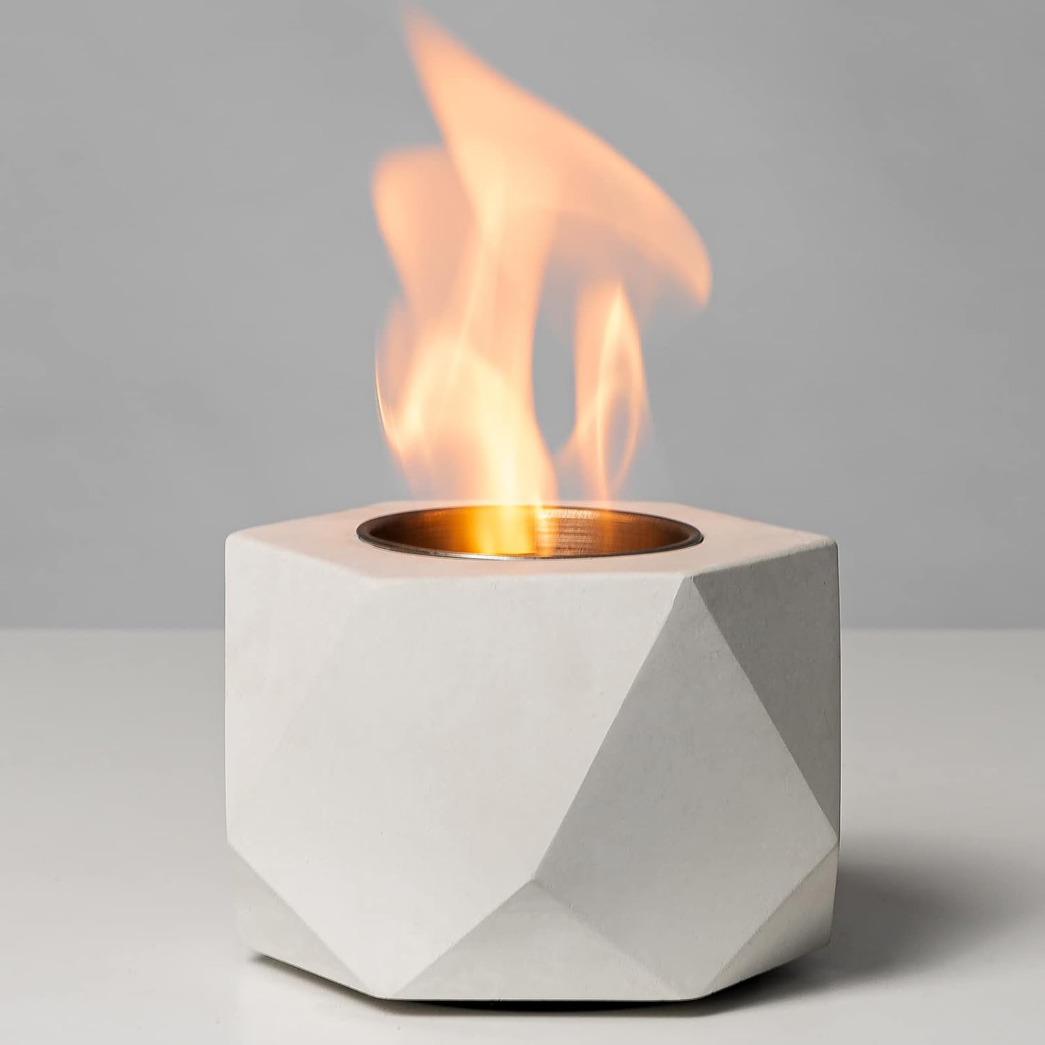 Table Top Fire Pit Bowl - Concrete Tabletop Fireplace Indoor Outdoor Decor Porta...