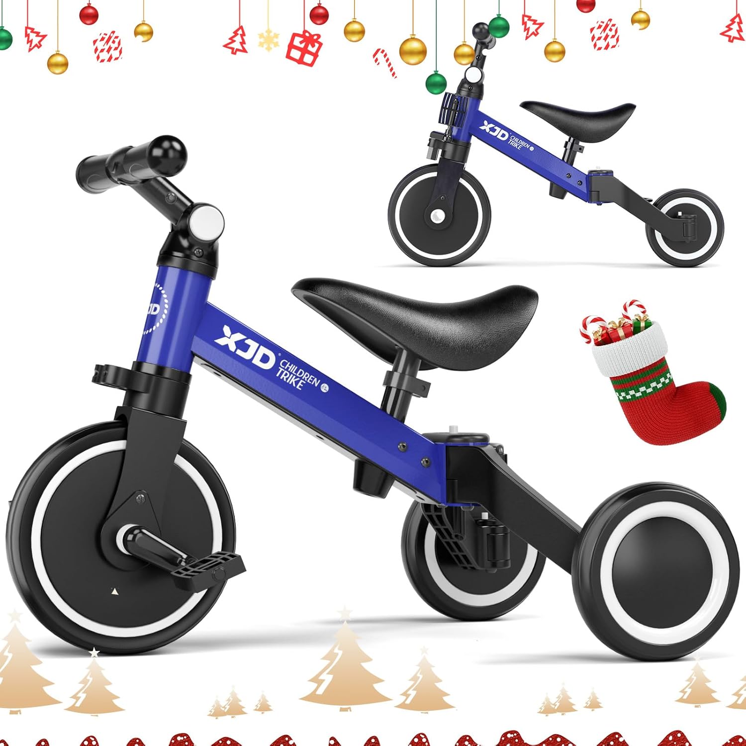 XJD 5 in 1 Toddler Bike, Tricycle for Toddlers 1-3 with Adjustable Seat Height,...