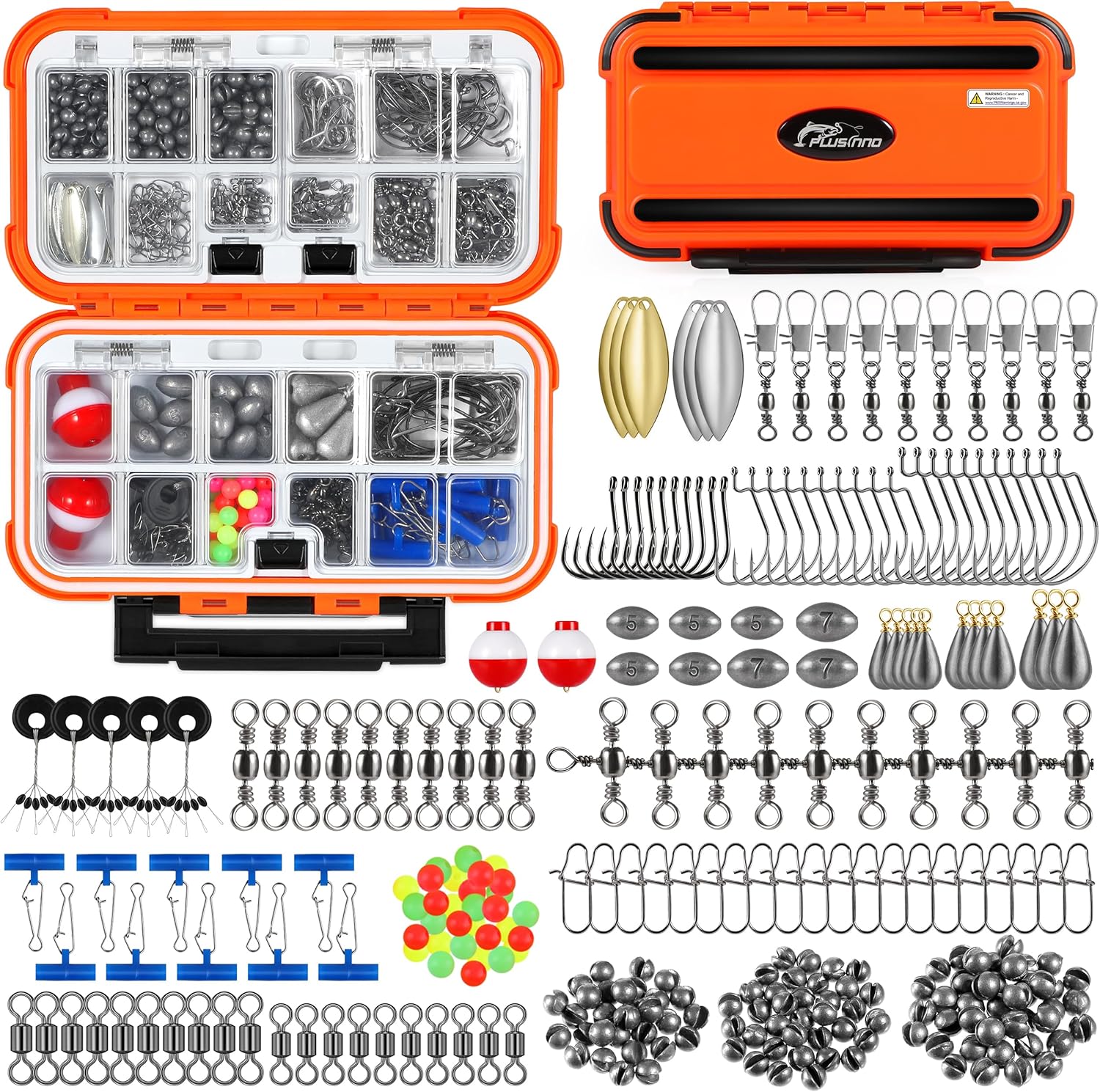 PLUSINNO 253pcs Fishing Accessories Kit, Fishing Tackle Box with Tackle Included...