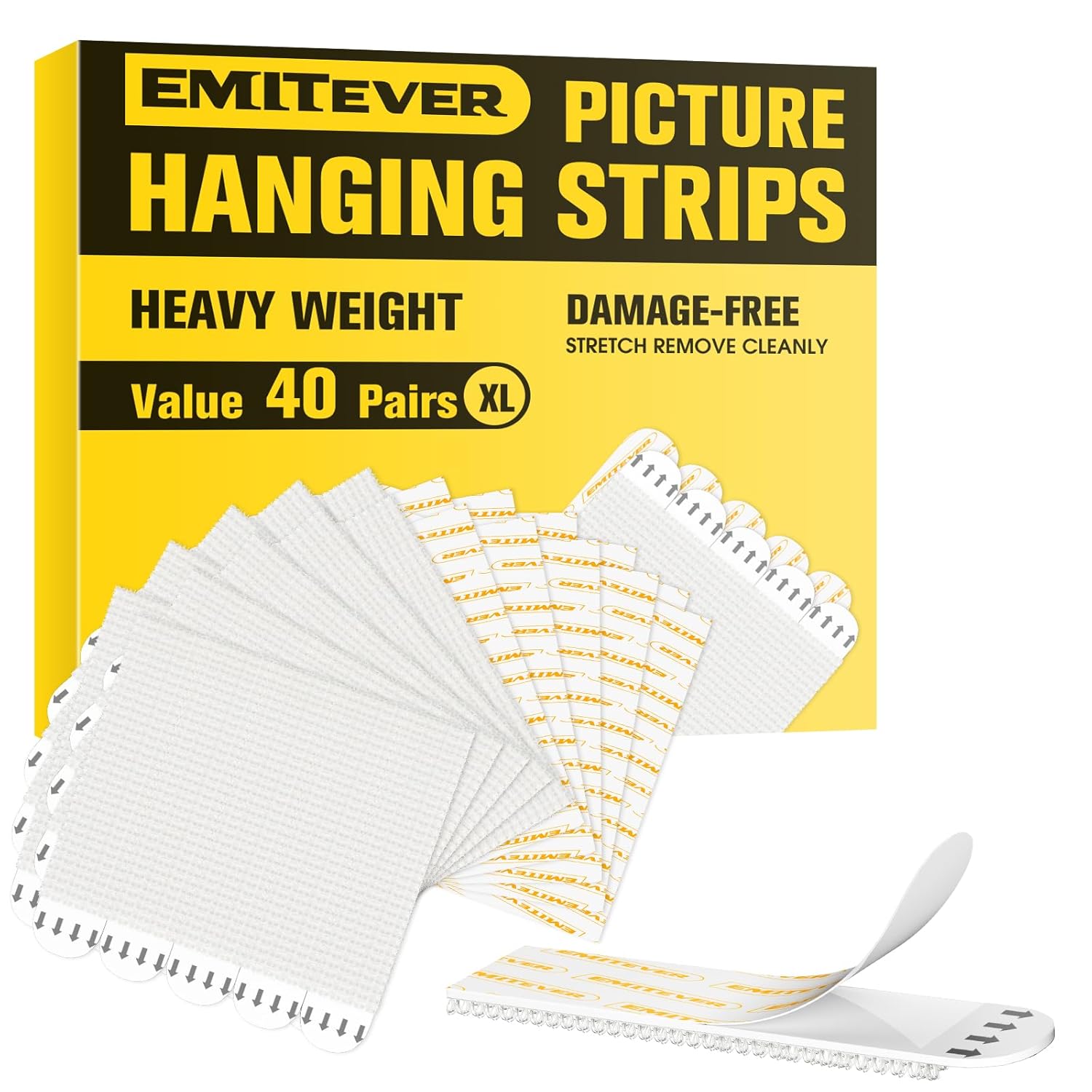 Emitever Picture Mounting Strips, Heavy Duty Adhesive Strips 40 Pairs (80 Strips...
