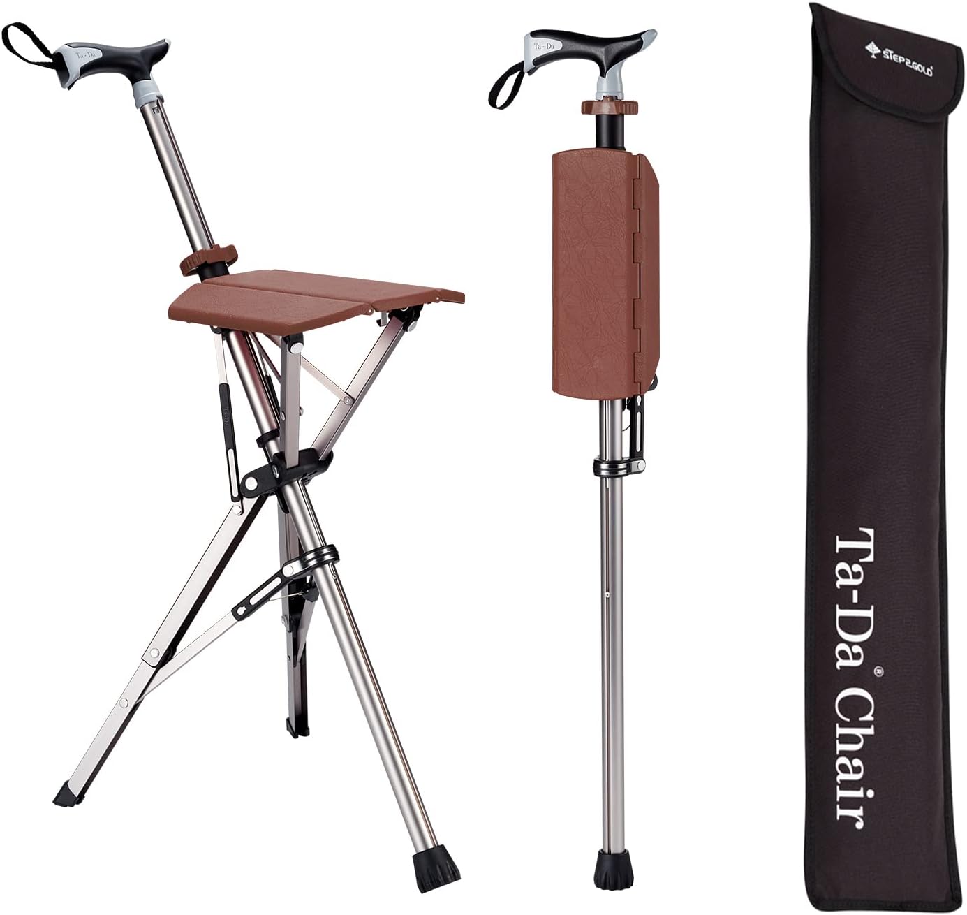 Ta-Da Chair, Portable Trekking Hiking Pole, Folding Walking Stick with Seat, Wal...