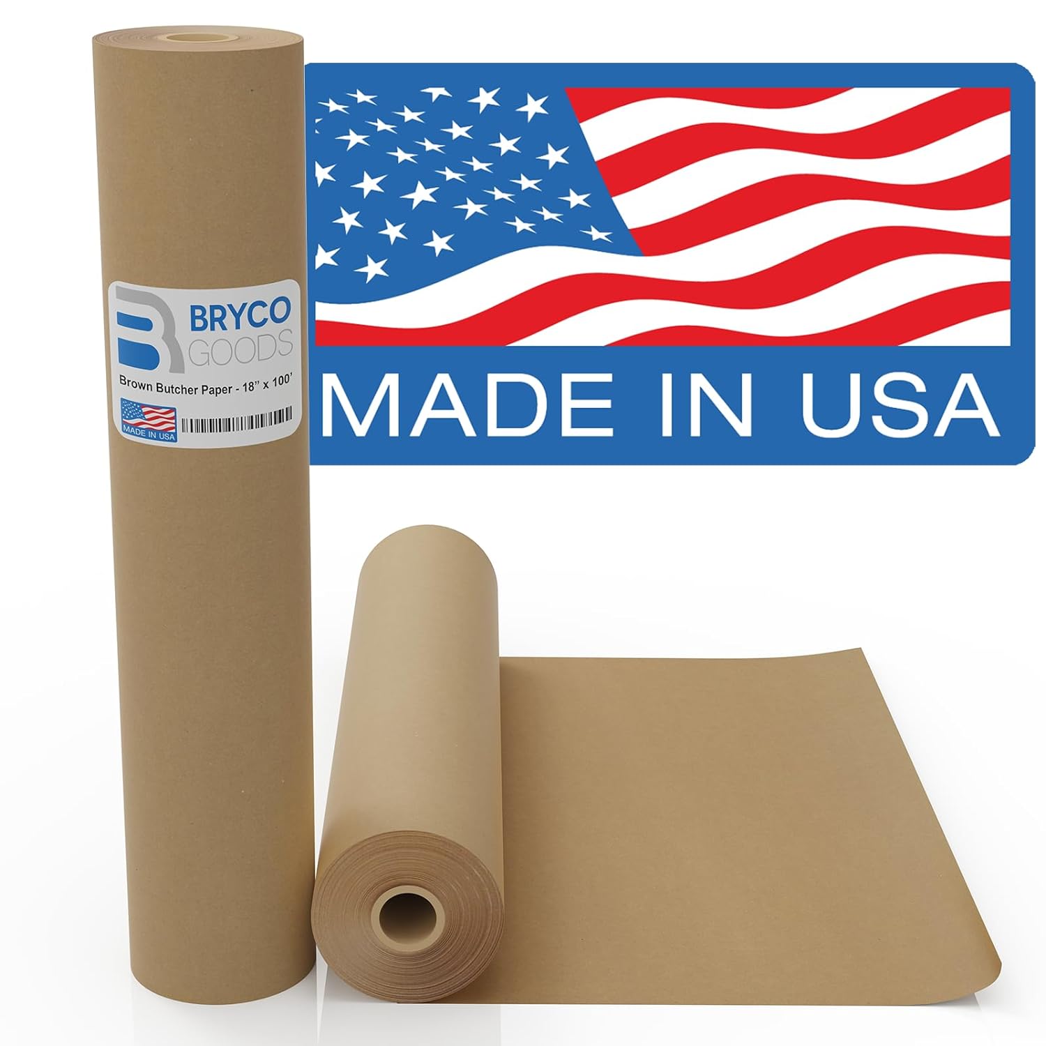 Brown Kraft Butcher Paper Roll - 18 Inch x 100 Feet Brown Paper Roll for Wrappin...