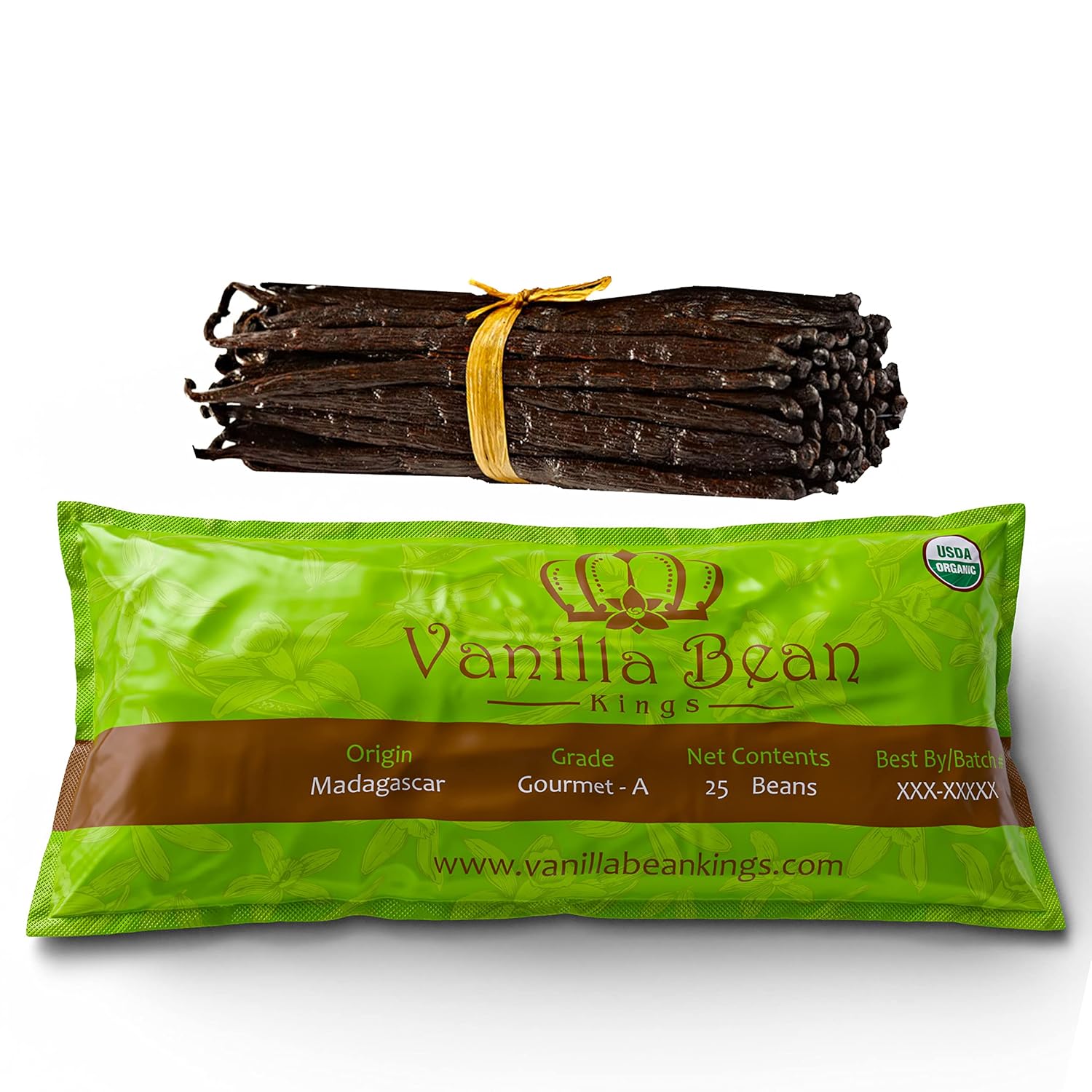 25 Organic Madagascar Vanilla Beans. Whole Grade A Vanilla Pods for Vanilla Extr...