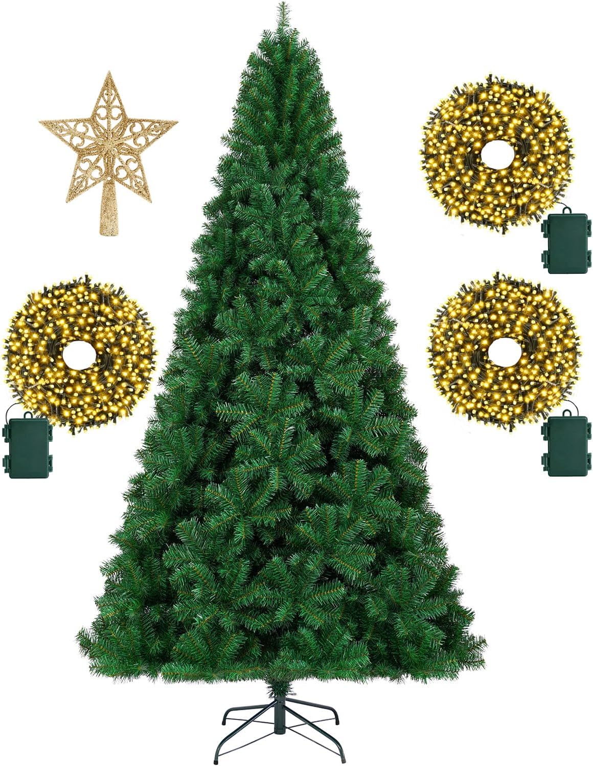 KTKDE 7.5ft Spruce Artificial Holiday Christmas Tree - lifelike green Christmas...