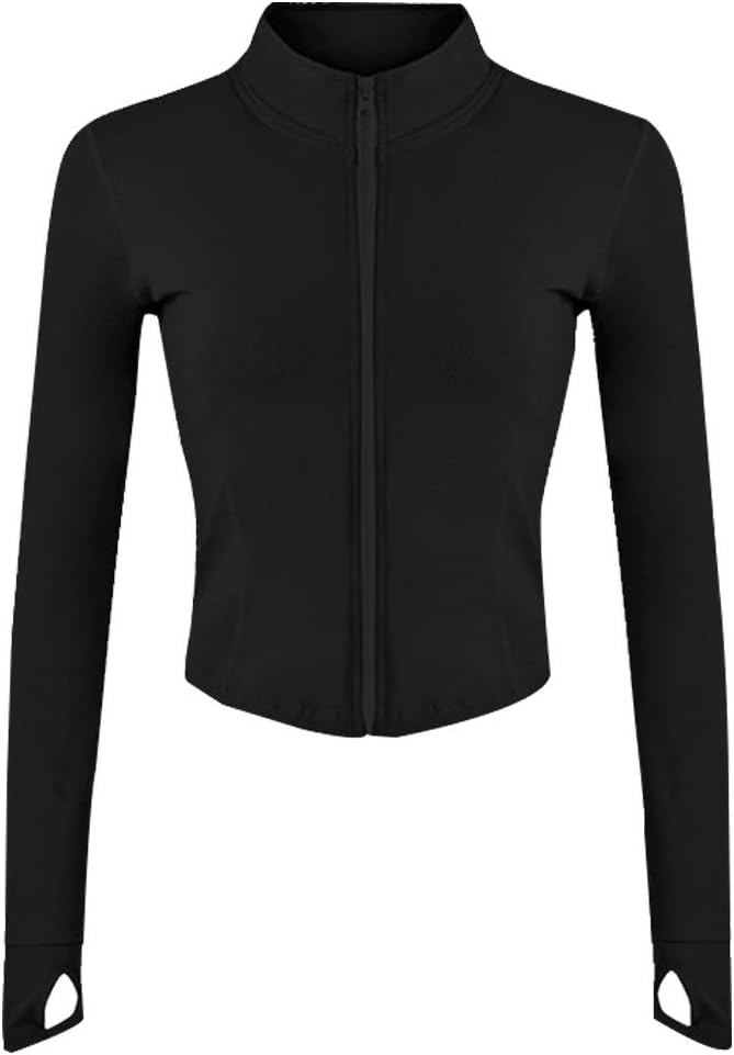 Gihuo Women's Athletic Full Zip Lightweight Workout Jacket with Thumb Holes X-La...