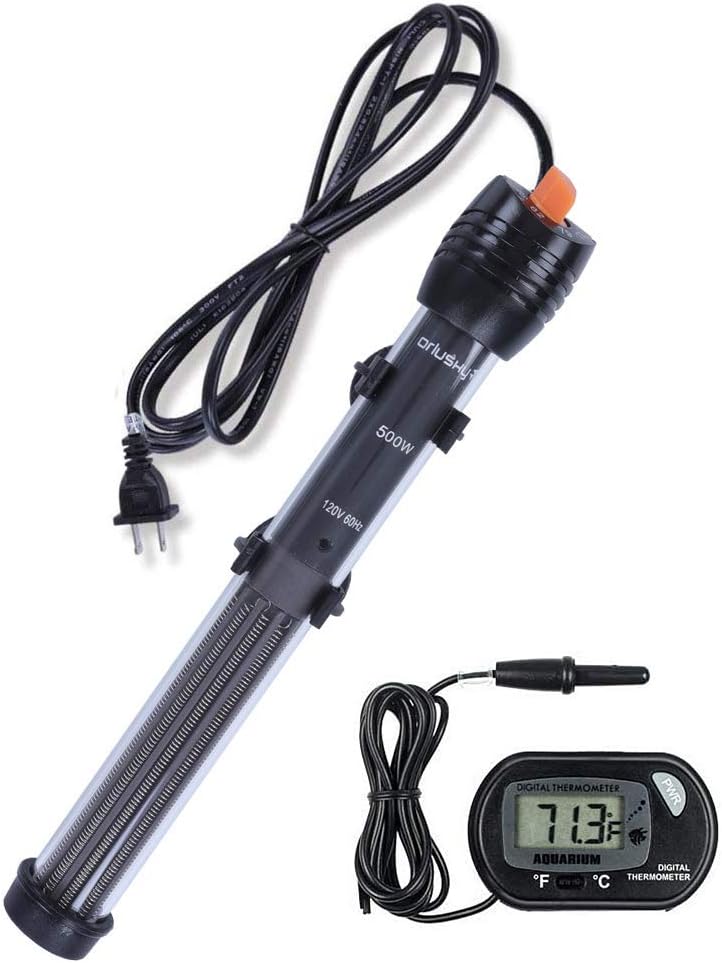 Orlushy Submersible Aquarium Heater,150W Adjustable Fish Tahk Heater with 2 Suct...