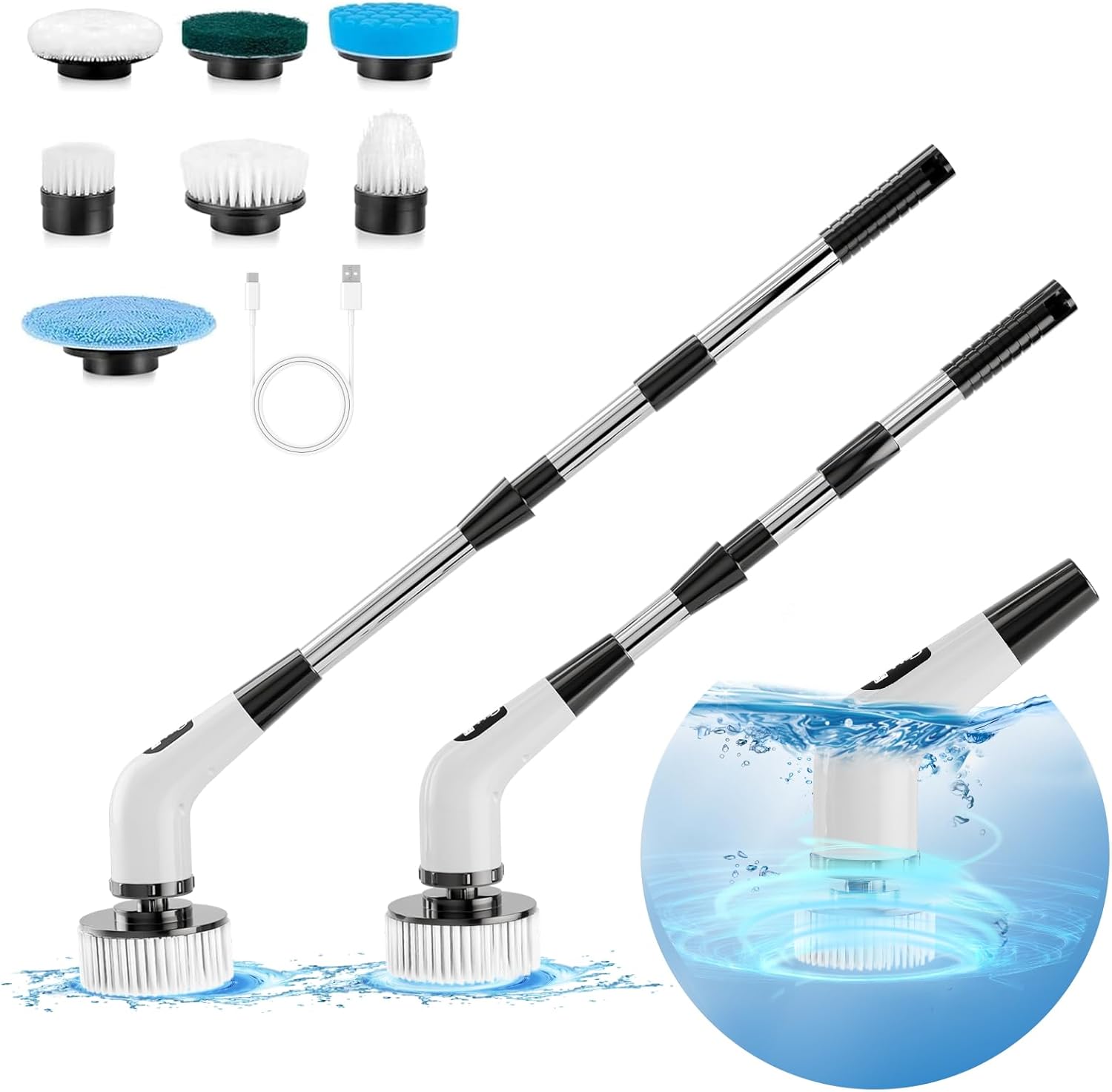 Electric Spin Scrubber, Cordless Shower Scrubber For Bathroom With 54" Adjustabl...
