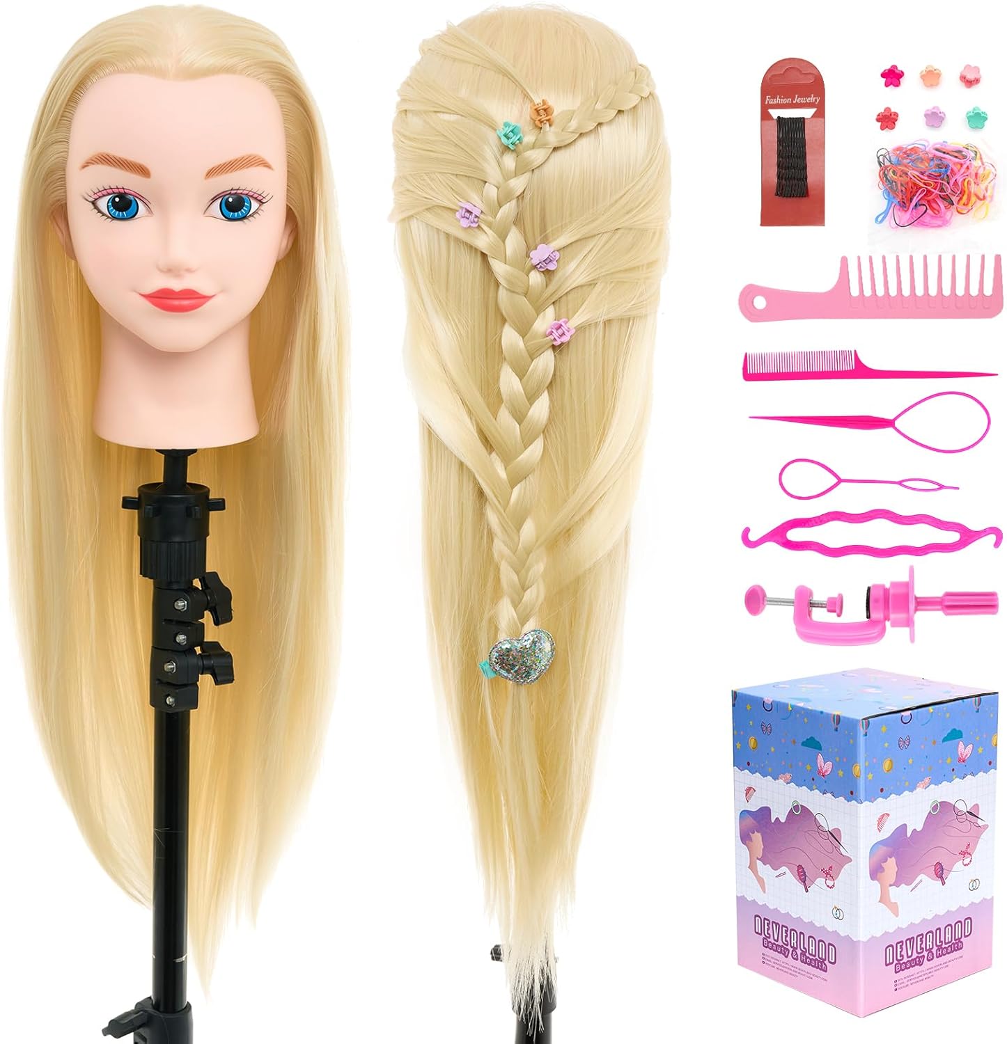 Neverland Beauty & Health 20" 100% Synthetic Fiber Hair Training Head Hairdressi...