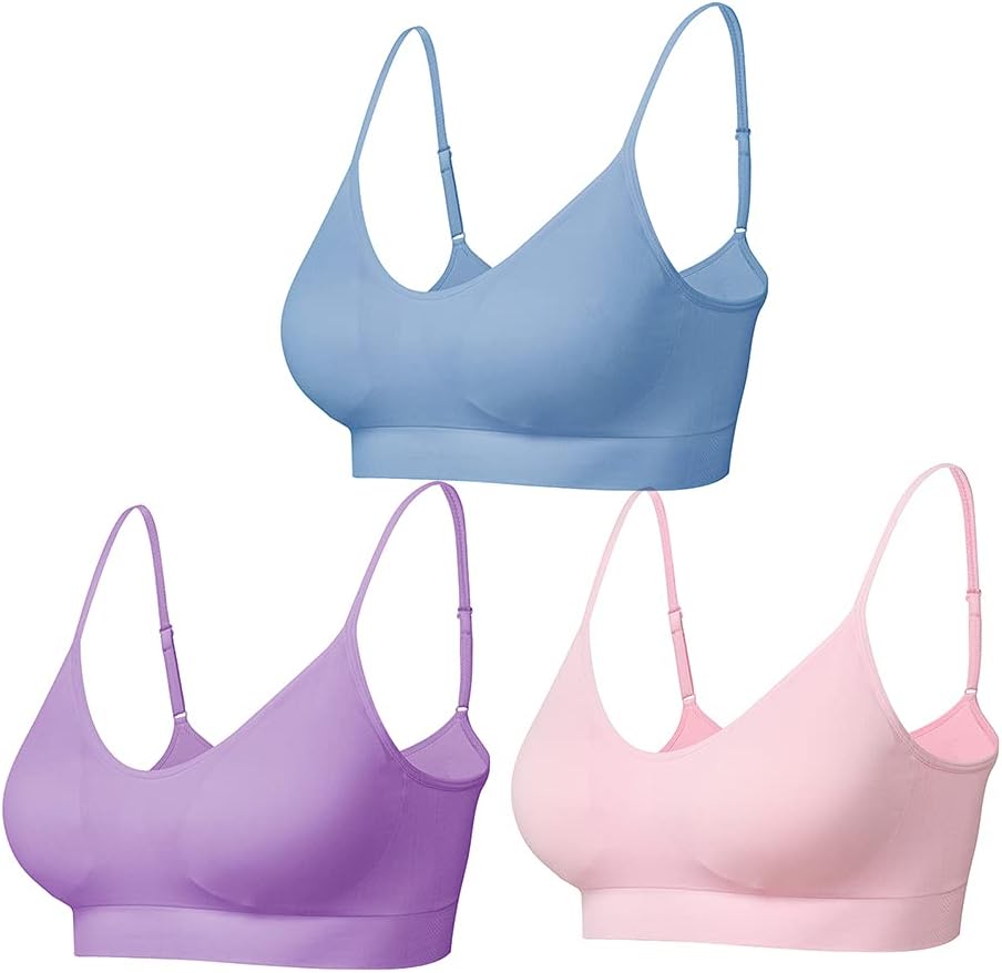 Comfyin Padded Bralette for Women Straps Sleep Bras Seamless Yoga Sport Bras 3 P...