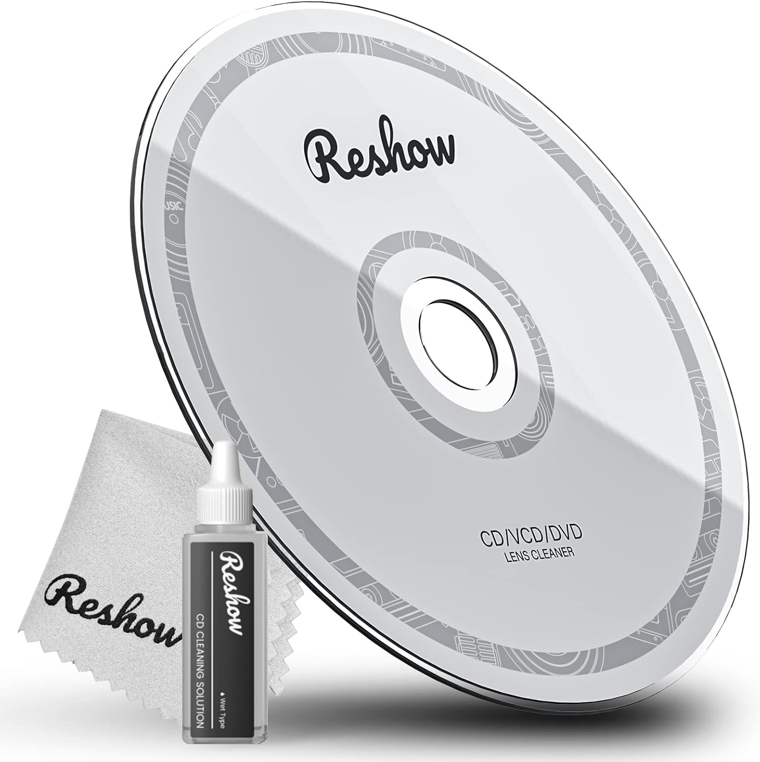 Reshow CD Player Cleaner, Laser Lens Cleaning Disc Cleaning Set for CD/VCD/DVD P...