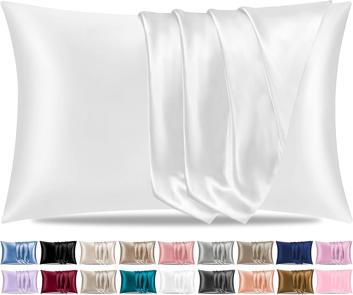 Pamposh Satin Silk Pillowcases For Hair And Skin 2 Pack Standard Size with Envel...