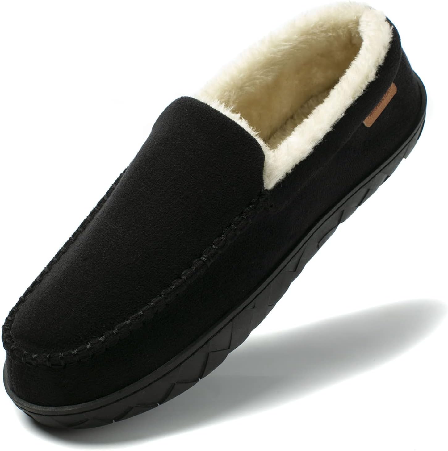 NewDenBer Men's Moccasin Slippers Warm Memory Foam Suede Plush Shearling Lined S...