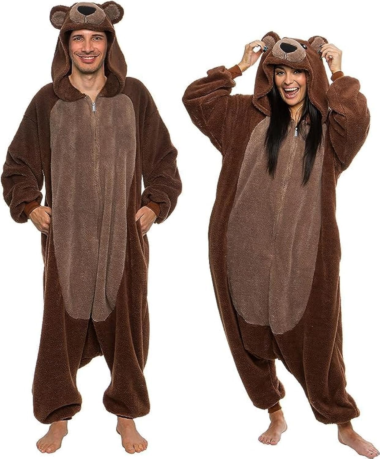 Funziez! Sherpa Bear Adult Onesie - Animal Halloween Costume - Plush Teddy One P...