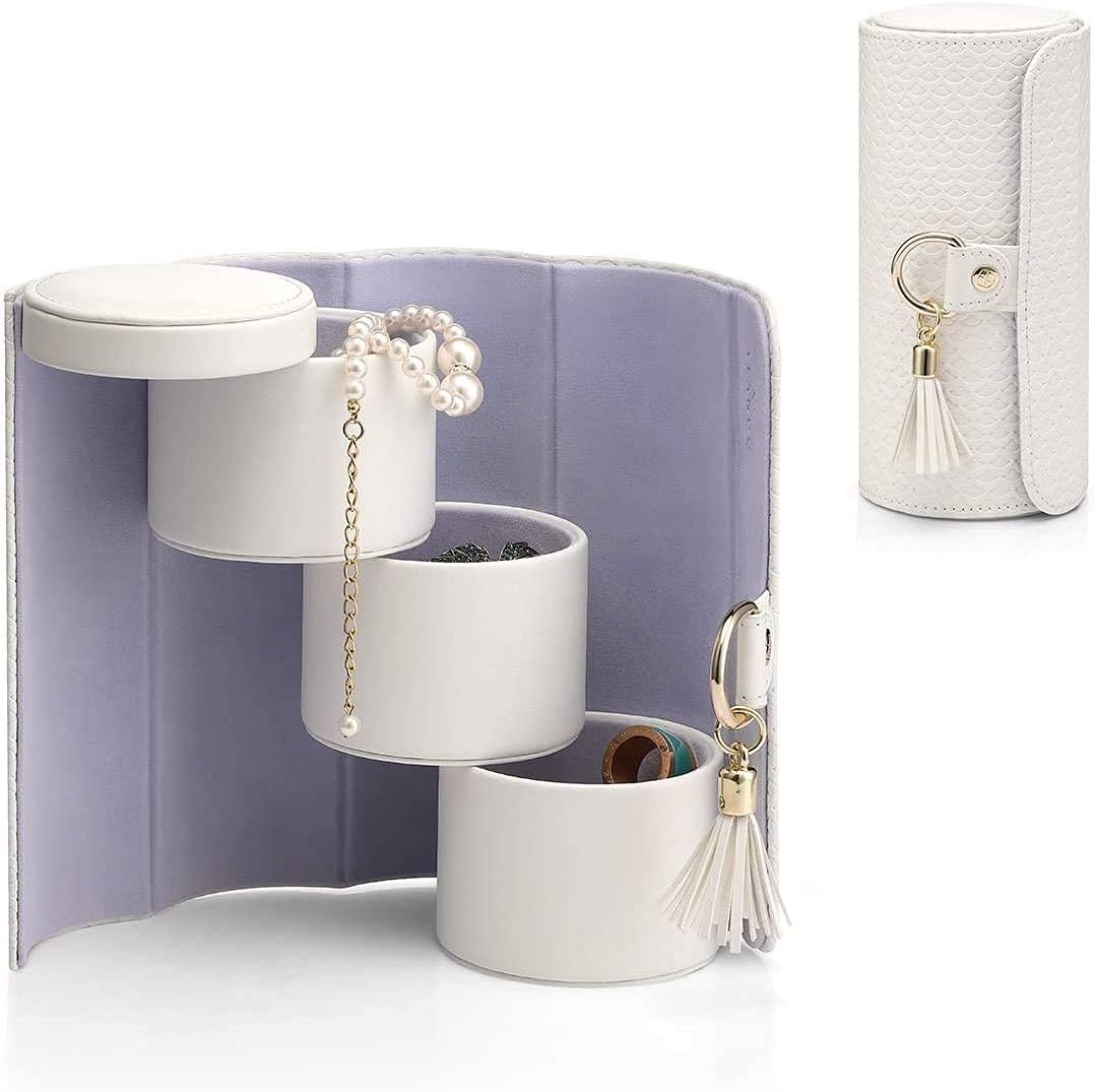 Vlando Jewellery Box Travel Accessory Storage Organizer Roll Small Faux Leather...