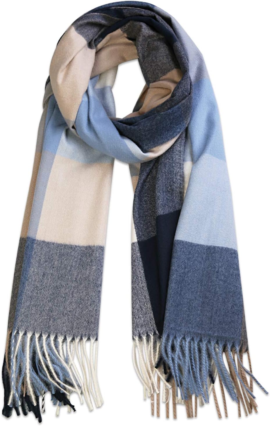SOJOS Classic Plaid Tartan Scarf for Women Men Soft Check Tassel Scarves SC316 C...