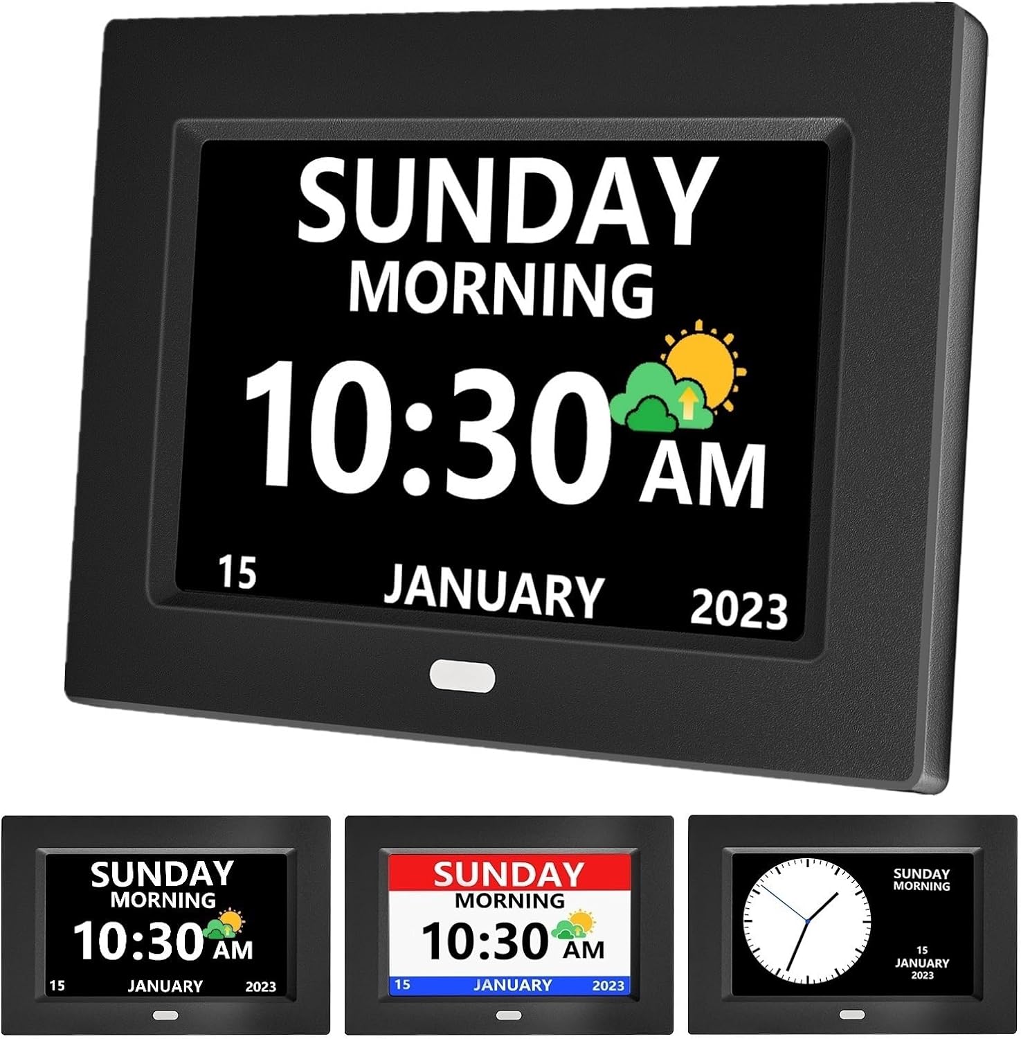 7 Inch Clock with Day and Date for Elderly Large Display Digital Clock 12 Alarms...
