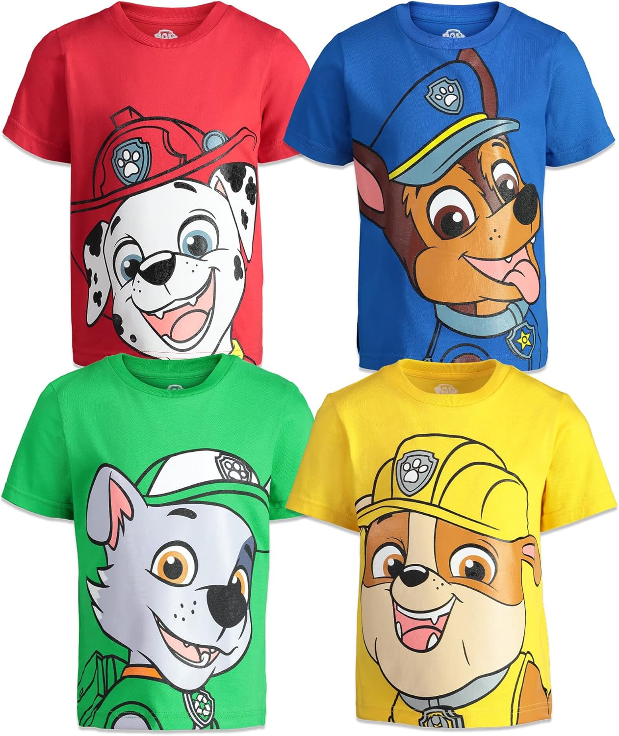 Paw Patrol Chase Marshall Rubble Rocky 4 Pack Graphic T-Shirts Toddler to Big Ki...