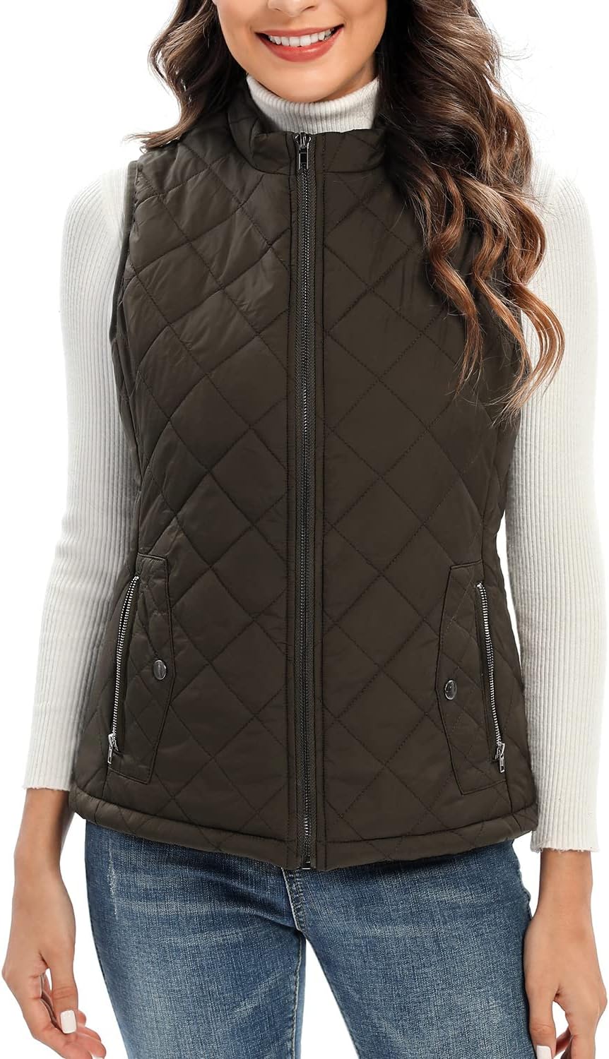 Xeoxarel Women's Quilted Vest with 4 Pockets, Puffer Padded Gilet (Available in...