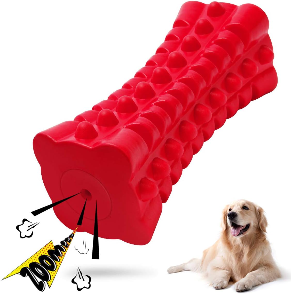 VANFINE Indestructible Squeaky Dog Toy – Tough Rubber Chew Toy for Aggressive La...