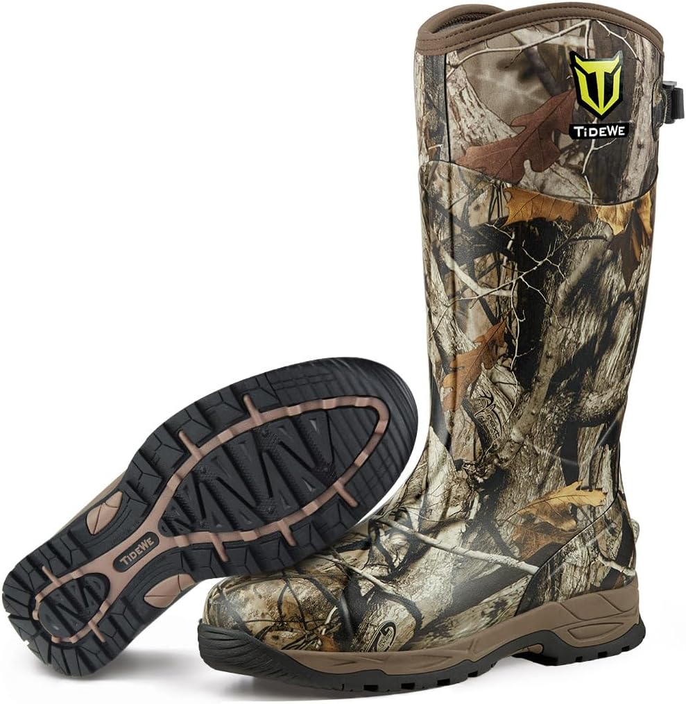 TIDEWE Rubber Hunting Boots, Waterproof Insulated...