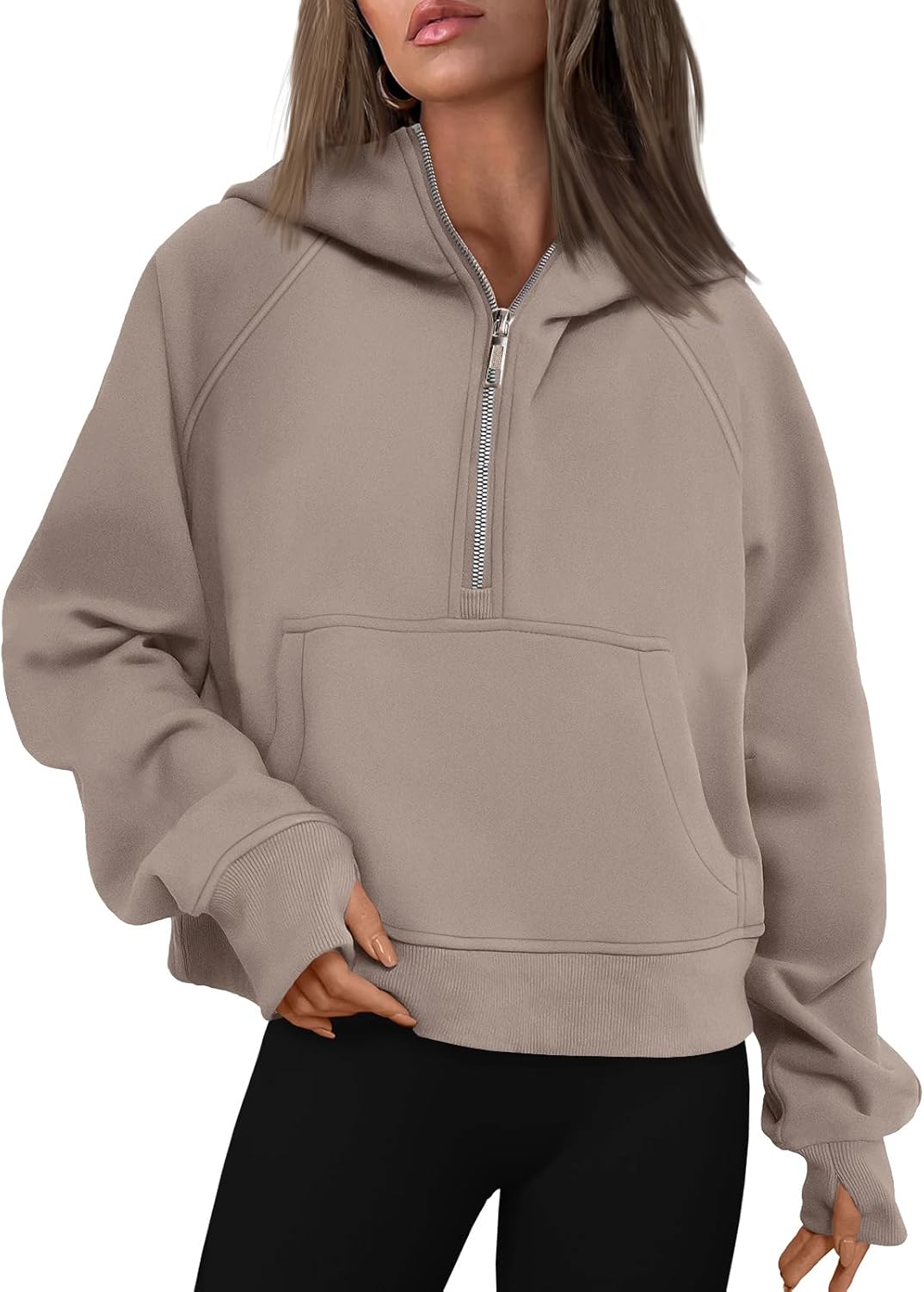 AUTOMET Womens Hoodies Half Zip Sweatshirts Fleece Jackets Tops Oversized Pullov...