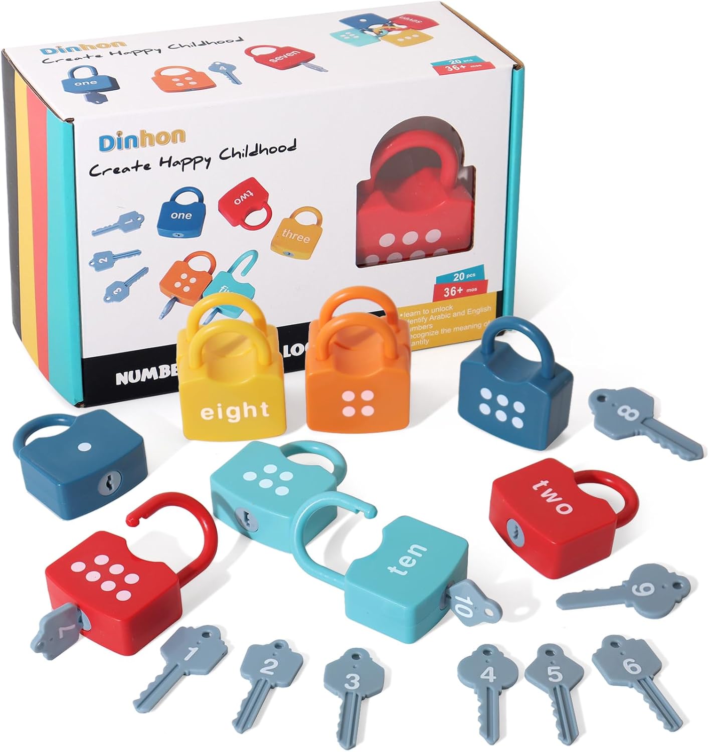 Kids Learning Locks with Keys Numbers Matching & Counting Montessori Educational...