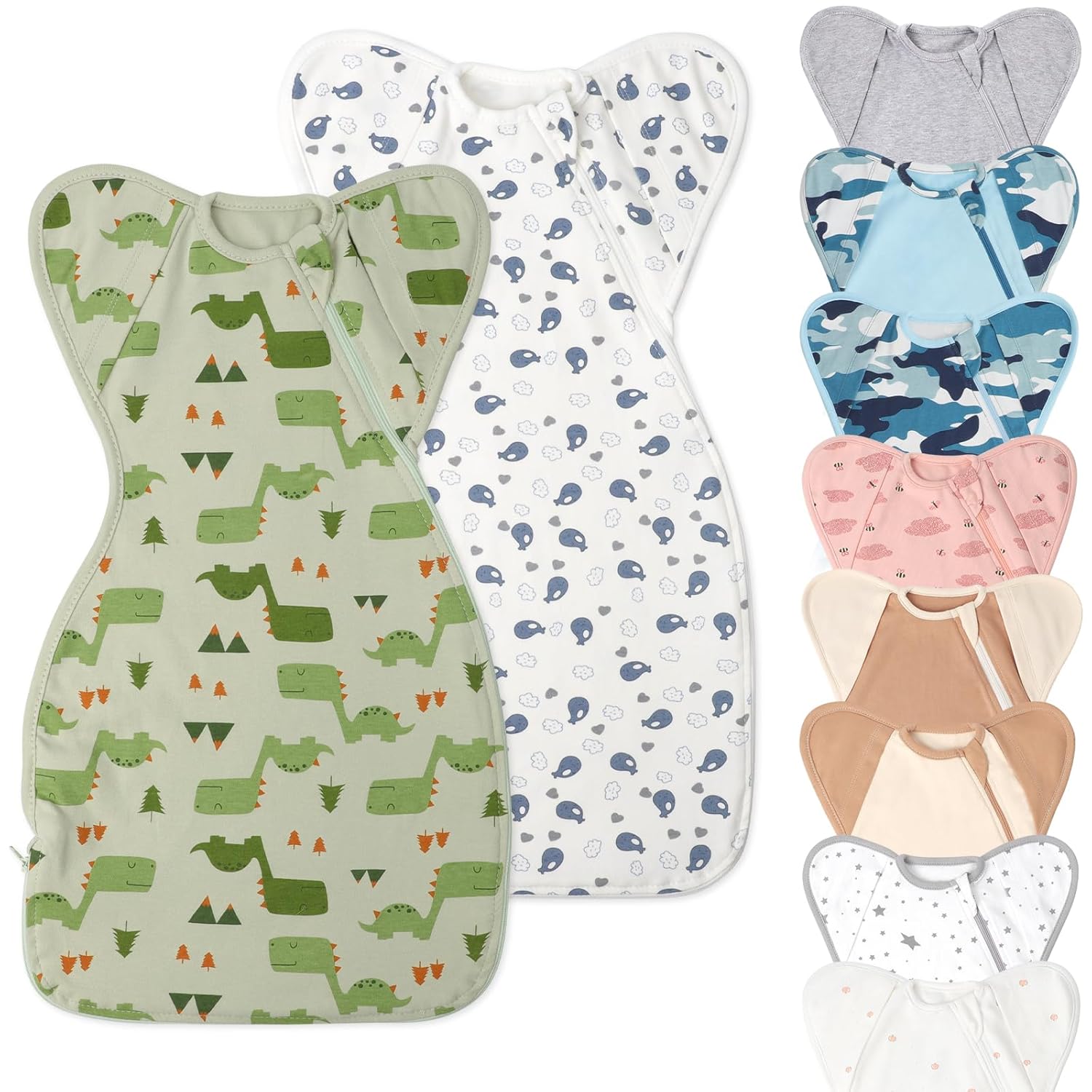 Swaddle Blanket Sleep Sack with Arms Up Design 2 Packs, Hands Up Sleeping Sack 3...