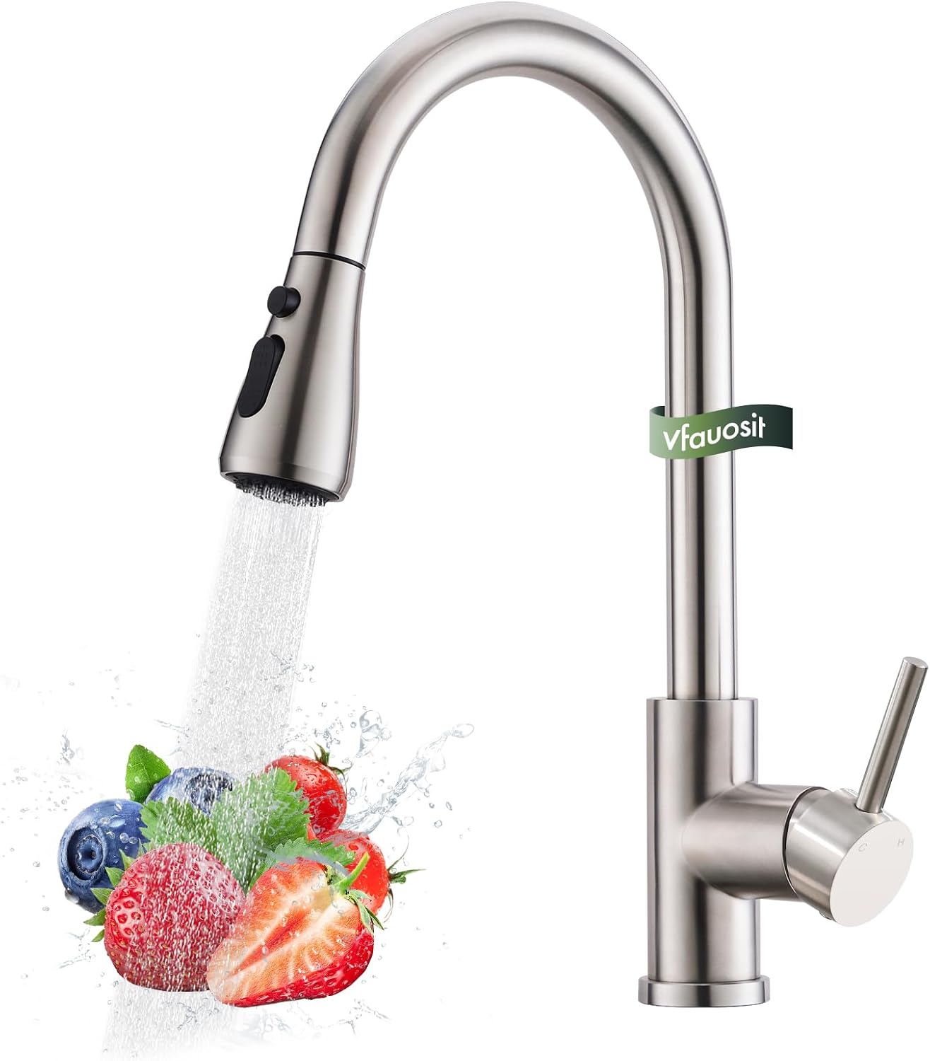 VFAUOSIT Kitchen Faucets, Kitchen Sink Faucet with Pull Down Sprayer Brushed Nic...