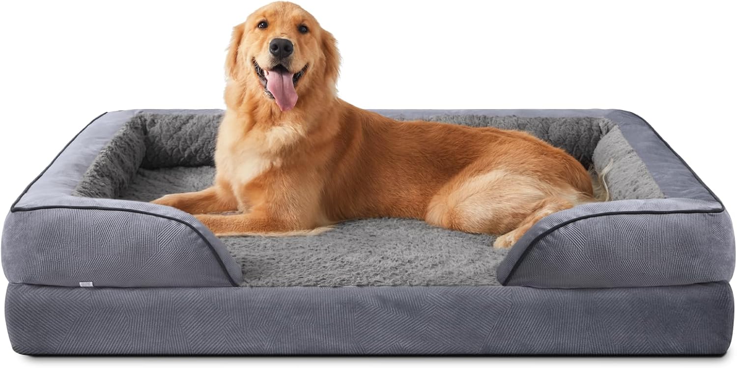 JOEJOY Extra Large Dog Bed, Orthopedic Memory Foam Dog Beds, Washable Pet Bed, F...