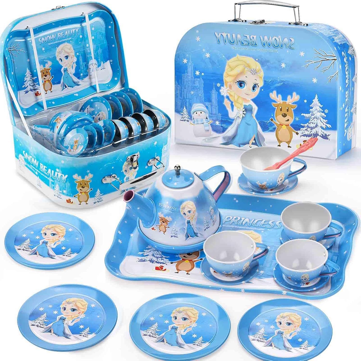 Frozen Toys for Girls - Elsa Princess Tea Party Set for Little Girls - 19 Pack K...