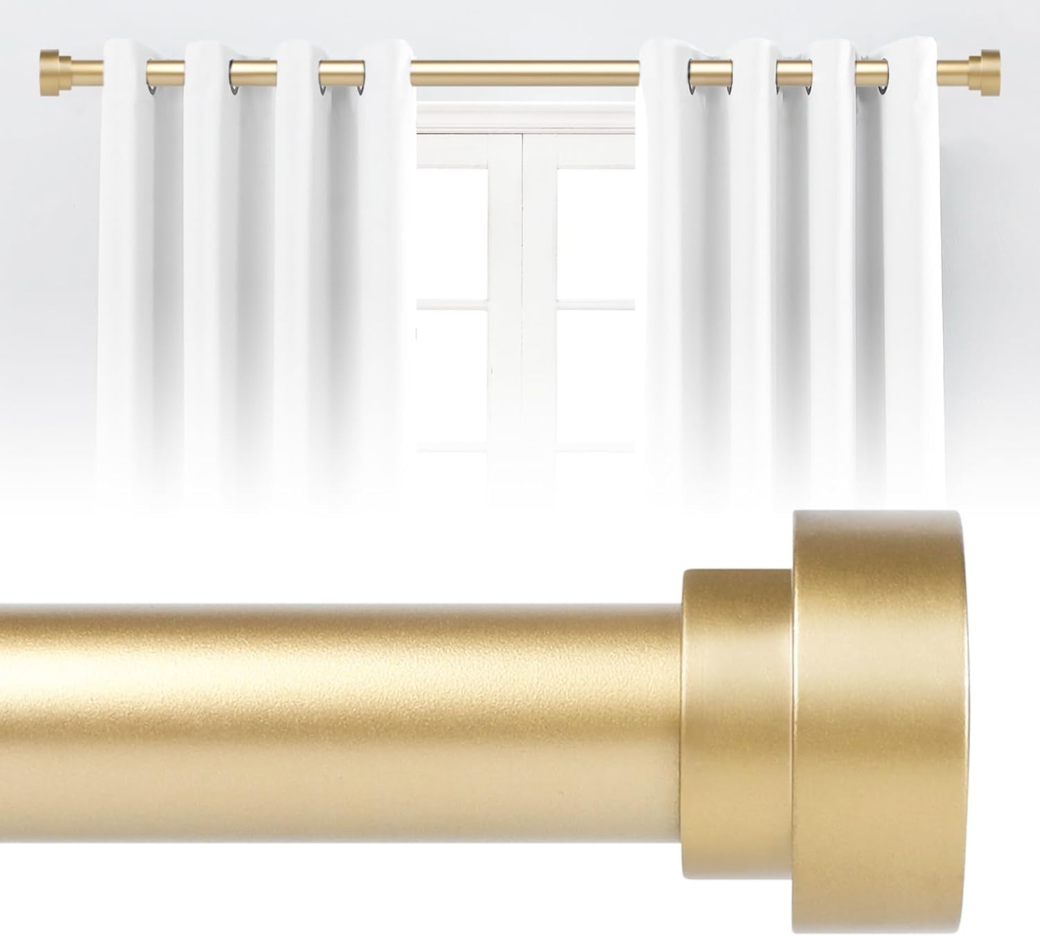 Gold Curtain Rods for Windows 66 to 120 Inch(5.5-10ft),1 Inch Diameter Heavy Dut...