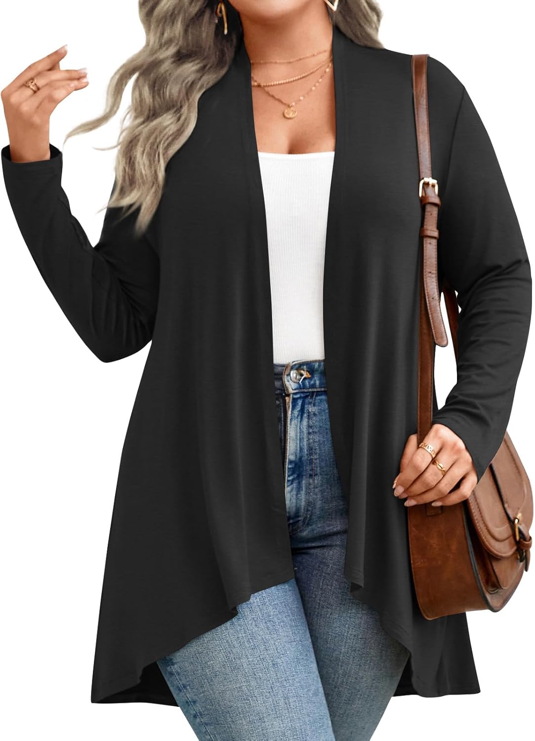 Anymiss Womens 2024 Plus Size Cardigan Open Front Lightweight Comfort Long Sleev...