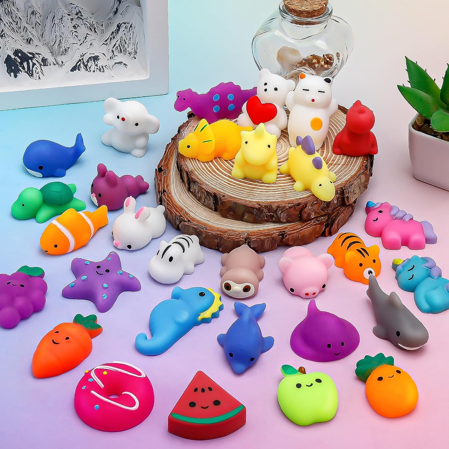 30pcs Party Favors for Kids 4-8-12, Kawaii Mochi Squishy Toys Bulk Fidget Sensor...