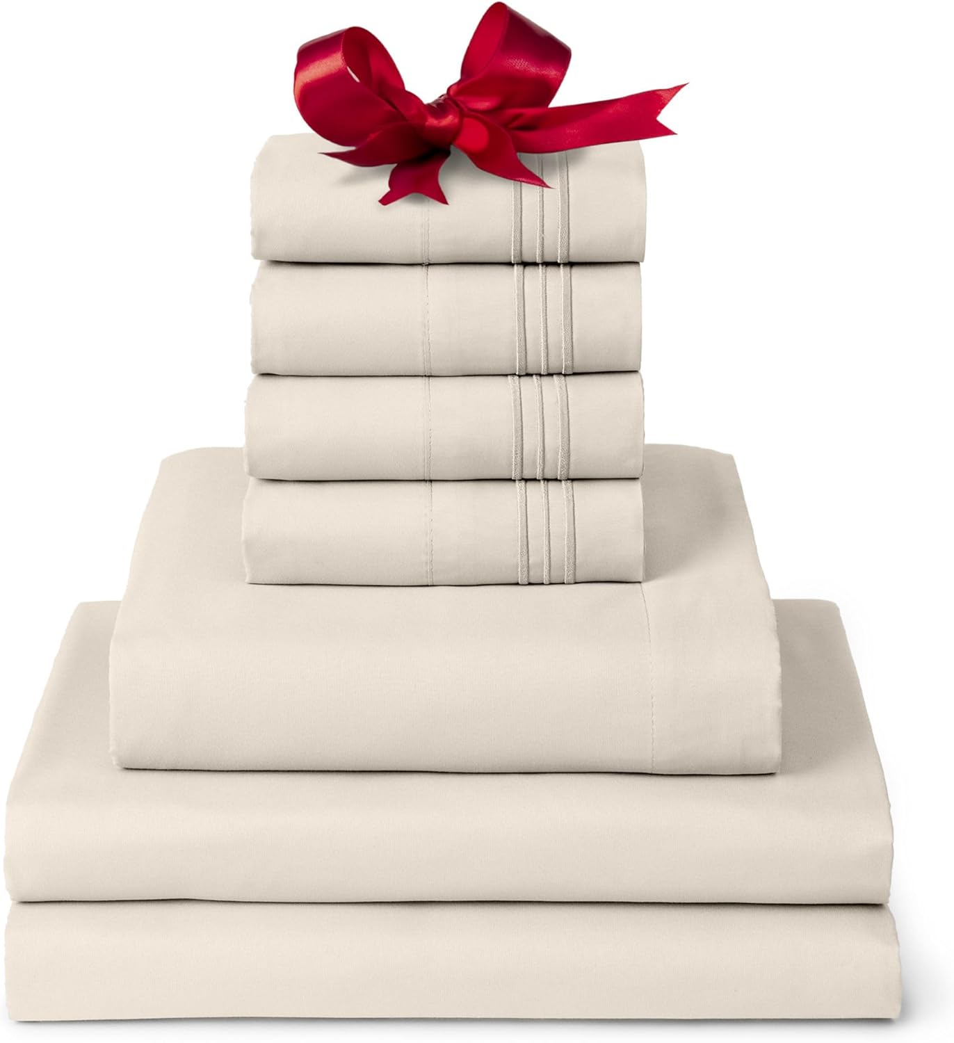 Mellanni Iconic Split King Sheet Set - 7-Piece Bed Sheets, (Including 4 Pillowca...