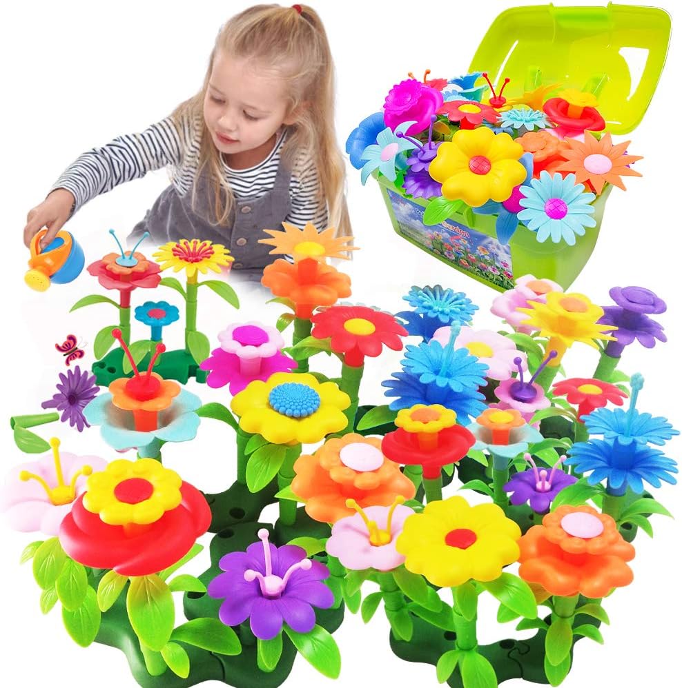Scientoy Flower Garden Building Toys, Girl Toys Build a Garden, 130 PCS Flower P...