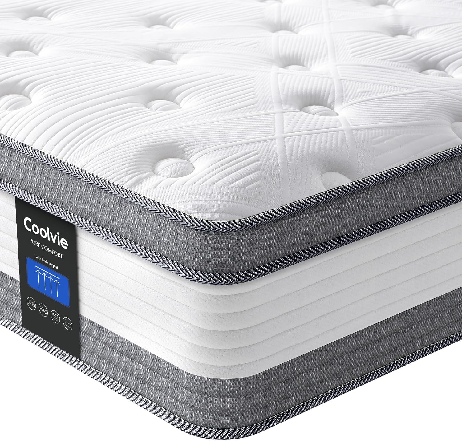 Coolvie Twin Mattress, 12 Inch Twin Size Hybrid Mattress, Twin Mattress in A Box...
