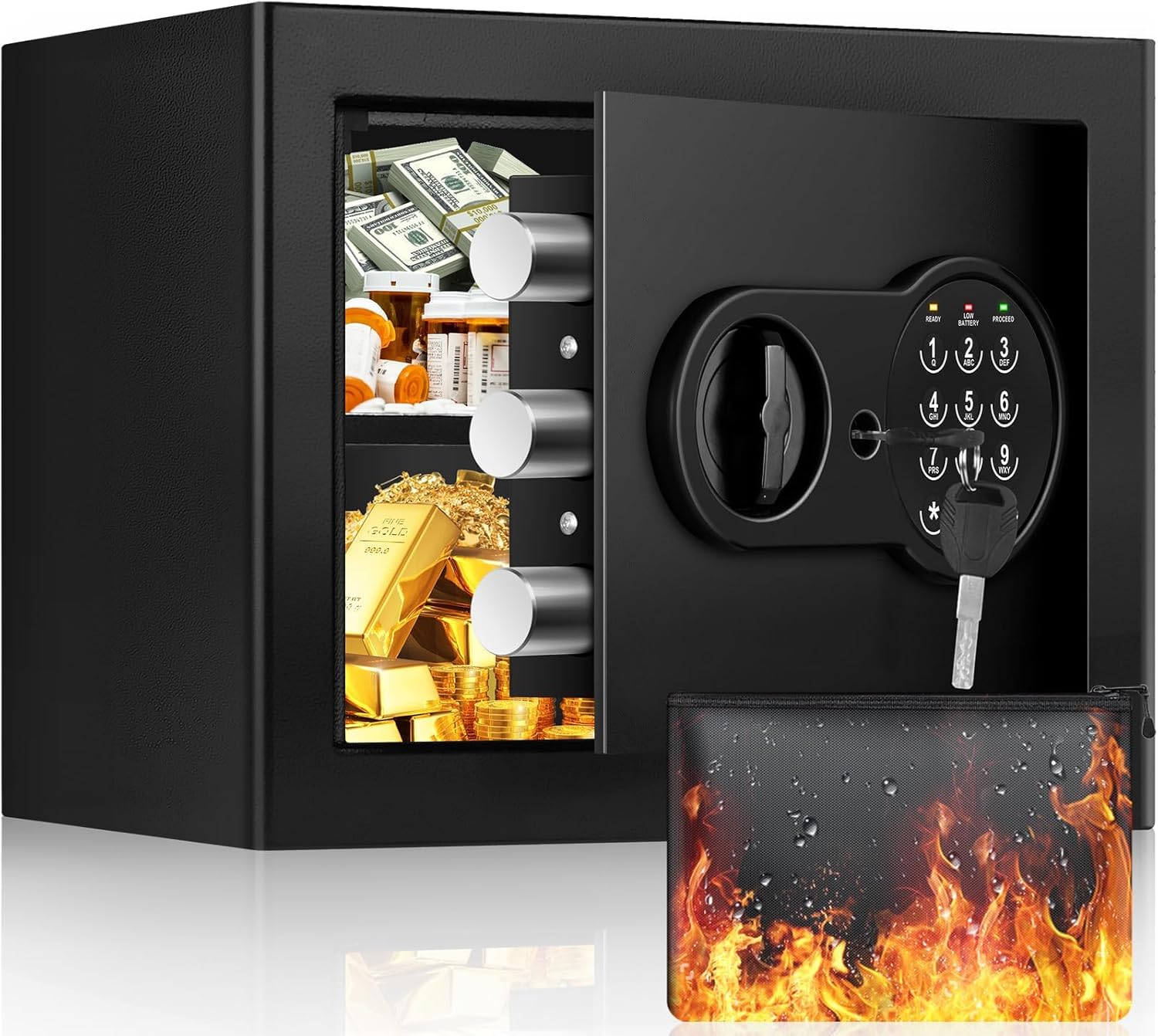 1.2 Cu Ft Home Safe Fireproof Waterproof, Small Fireproof Safe Box with Fireproo...