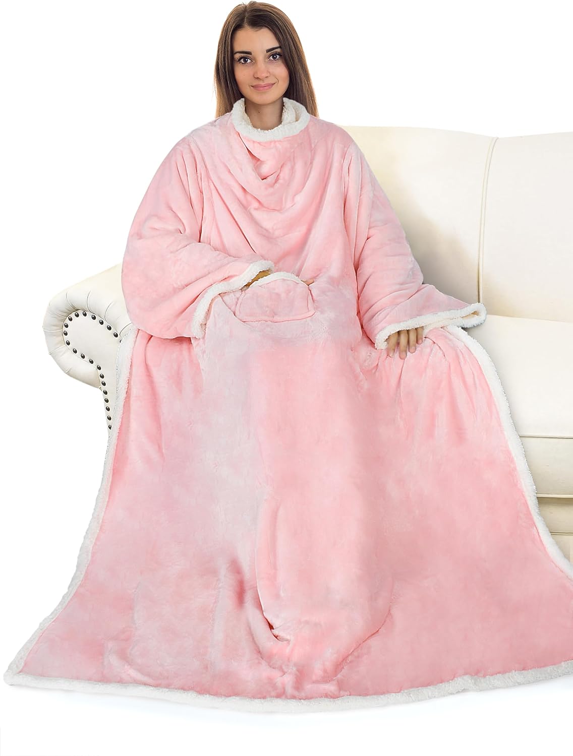 Catalonia Sherpa Wearable Blanket with Sleeves Arms,Super Soft Warm Comfy Large...