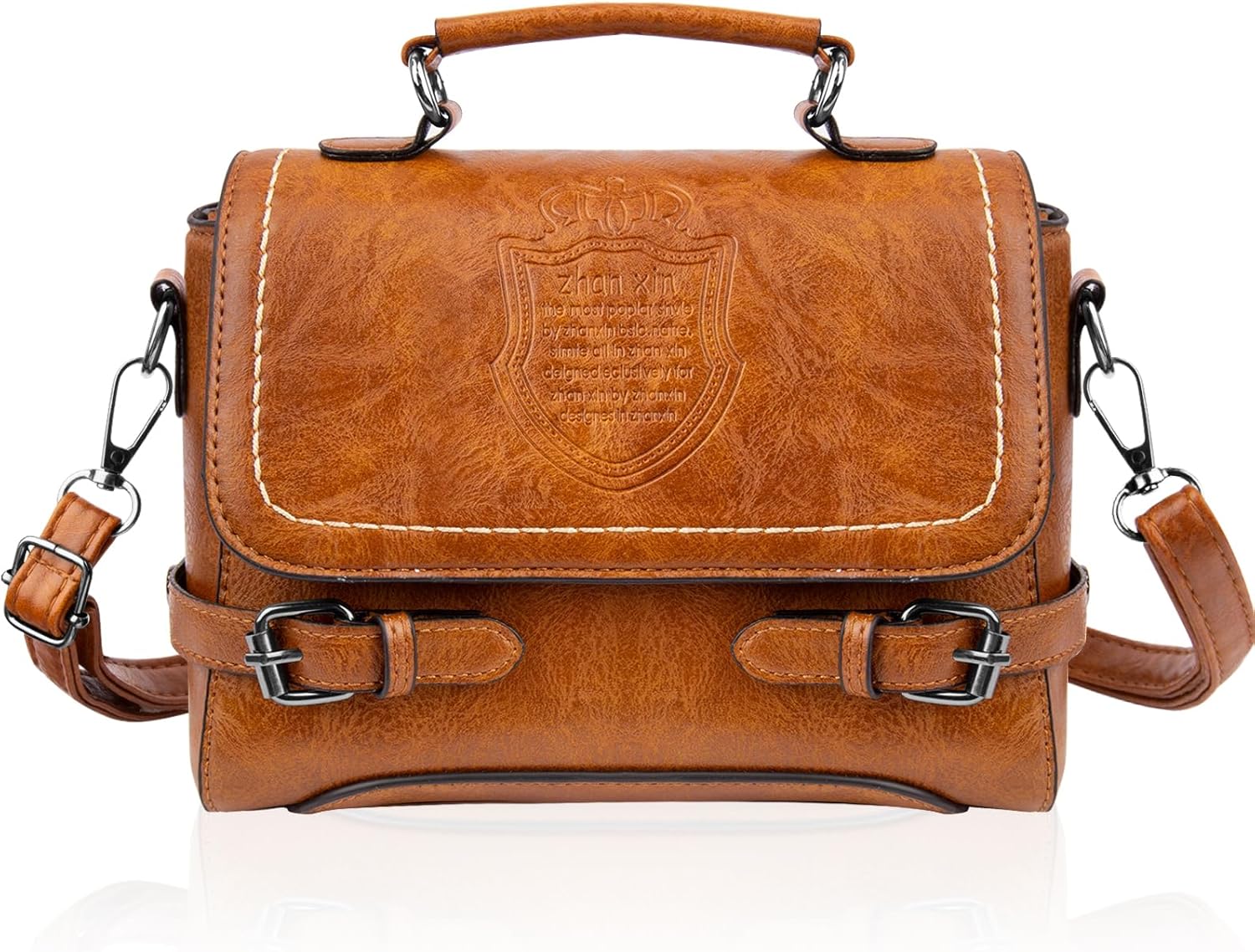 Shoulder Bag for Women, Cute PU Leather Small Brown Purse Handbags, Retro Classi...