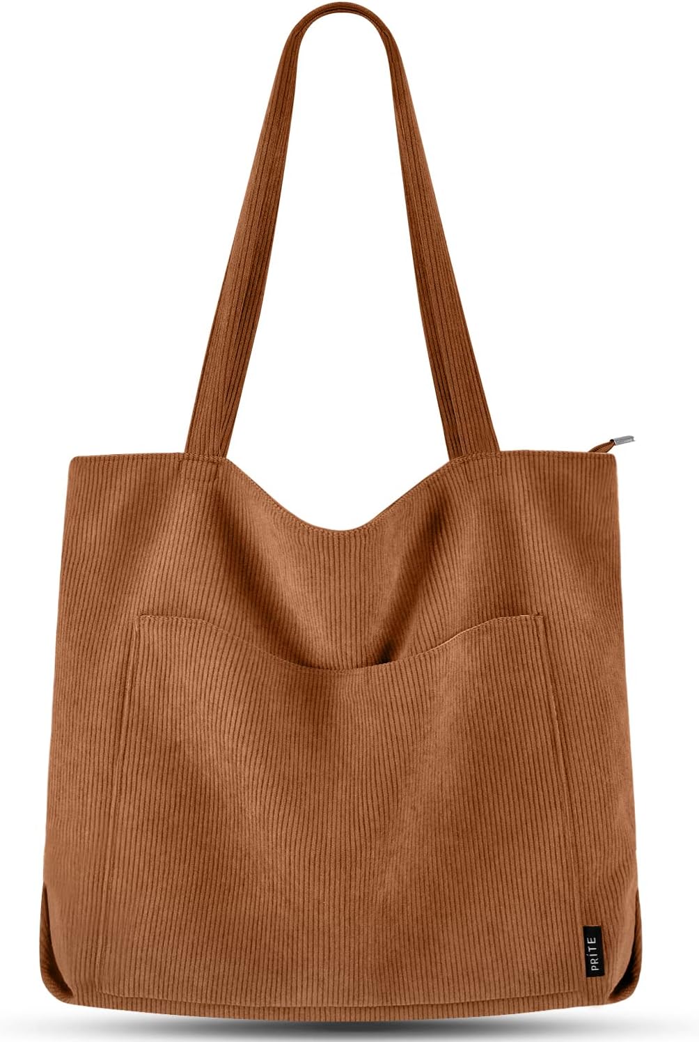 Prite Corduroy Tote Bag for Women Large Shoulder Bag with Zipper and Pockets for...