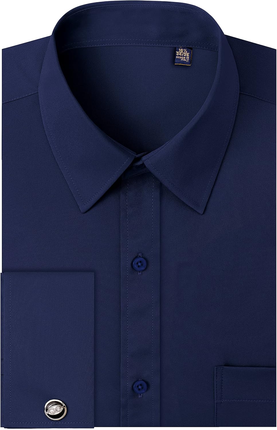 J.VER Men's Formal Shirt Double Cuff Long Sleeve Cufflinks Dress Shirt Work Busi...