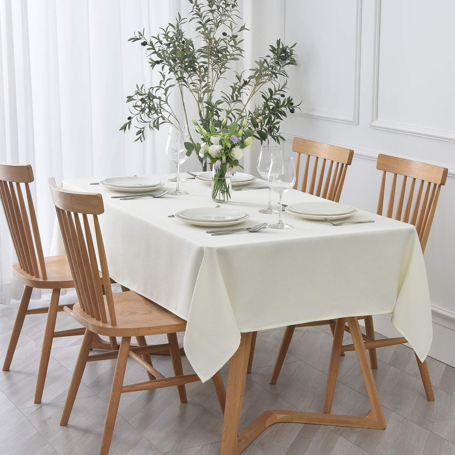 maxmill Textured Tablecloth Stain Resistant Waterproof and Wrinkle Resistant Was...