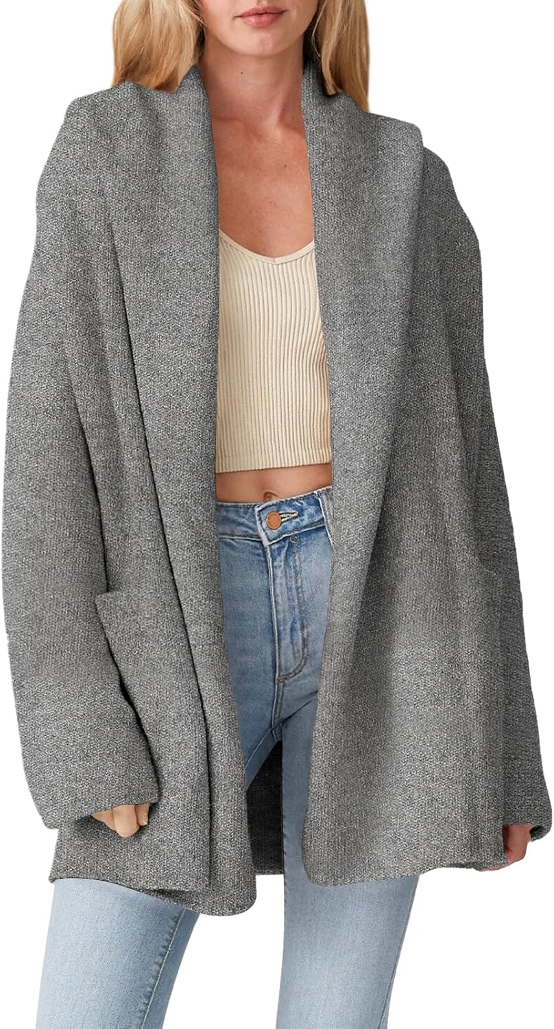 Cakulo Womens Long Hooded Cardigan Sweaters 2024 Oversized Cardigans Open Front...