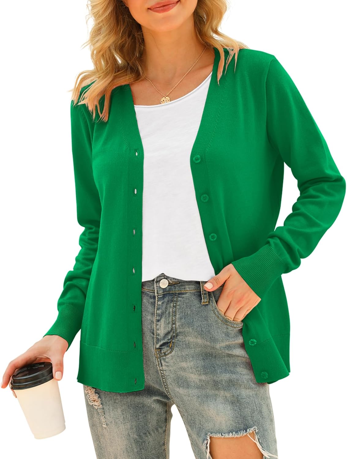 VIISHOW Women's V Neck Button Down Knitwear Long Sleeve Soft Basic Knit Cardigan...