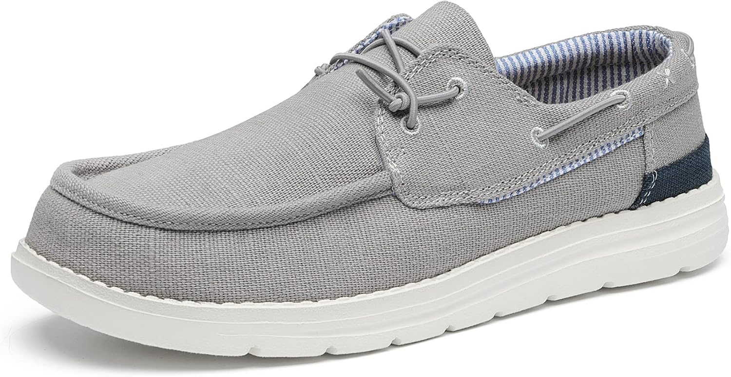 Bruno Marc Men’s Slip-on Canvas Loafers Casual Boat Shoes 10 Grey
