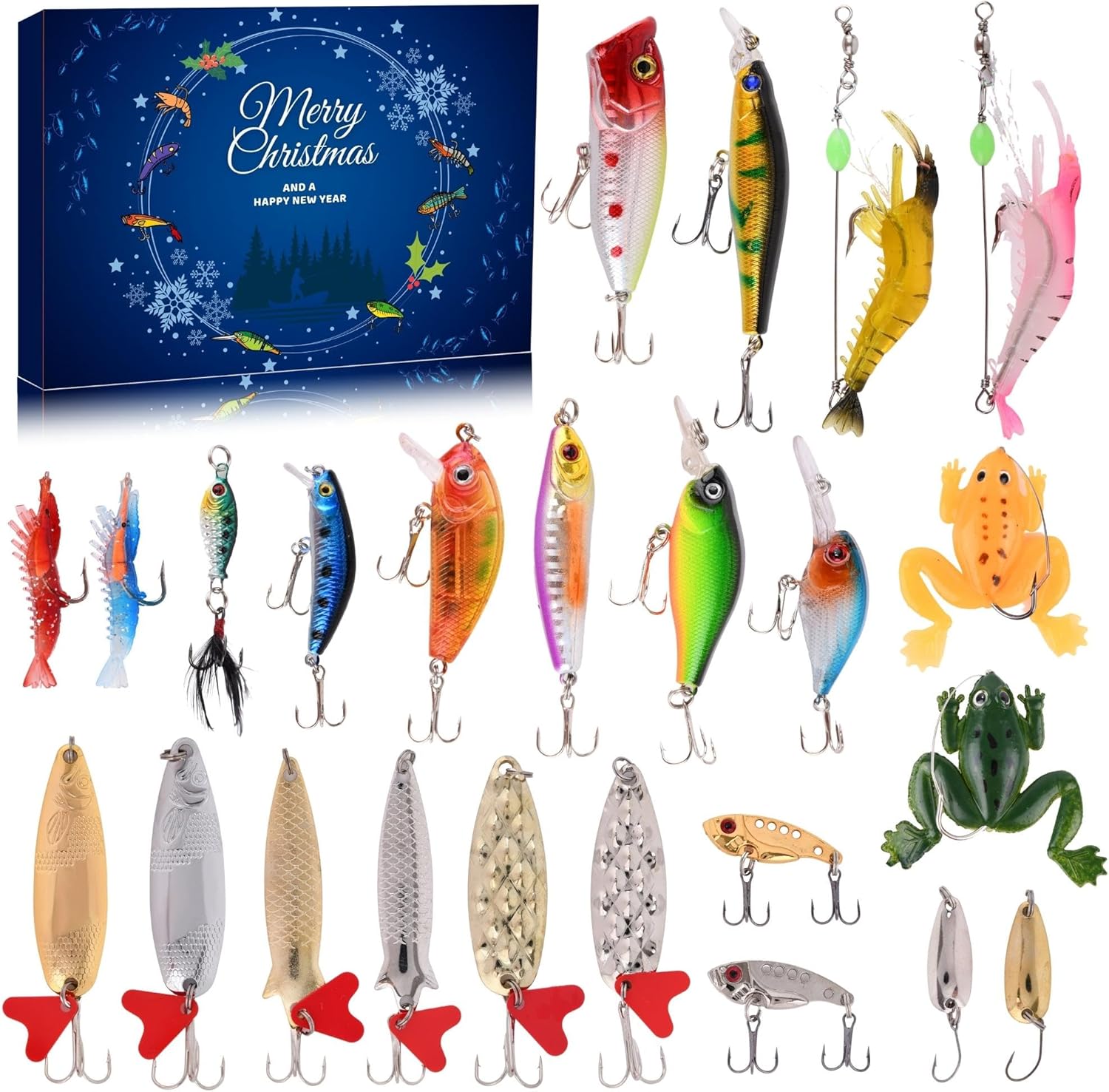 Advent Calendar Fishing Christmas Countdown - 24 Days Fishing Lures Set for Fish...